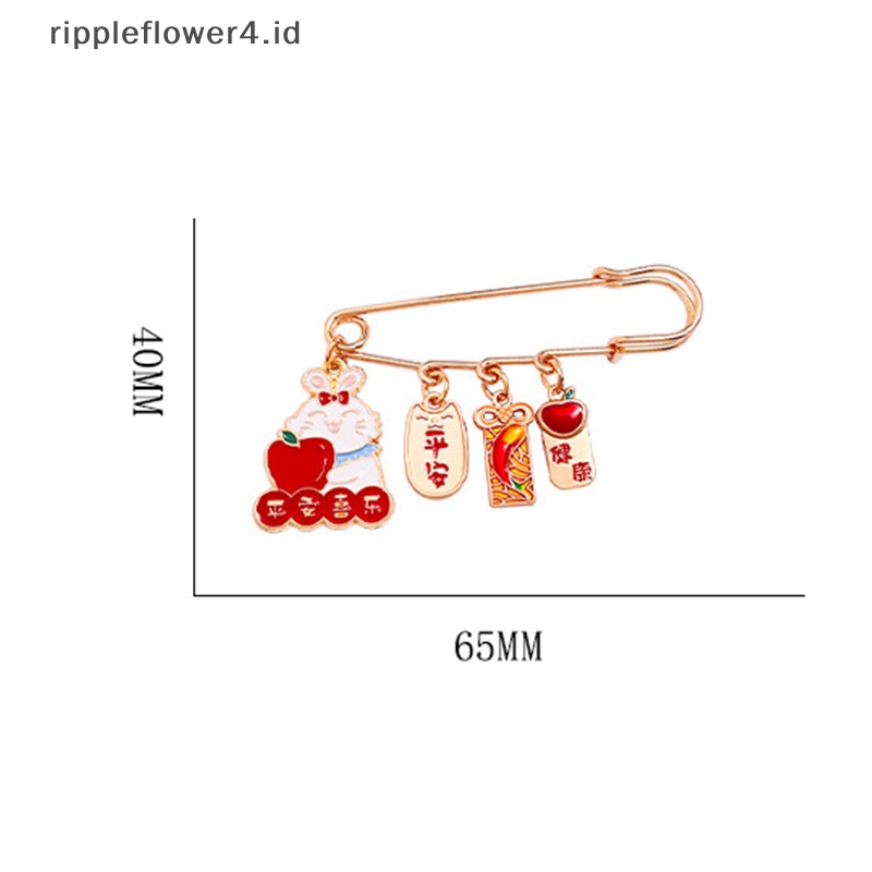 {rippleflower4.id} Bros Kelinci Tahun Baru Happy Lucky Rabbit Pin Hewan Lucu Liontin Peniti Wanita Anak Tas Topi Kartun Pin Pesta Perhiasan Hadiah~