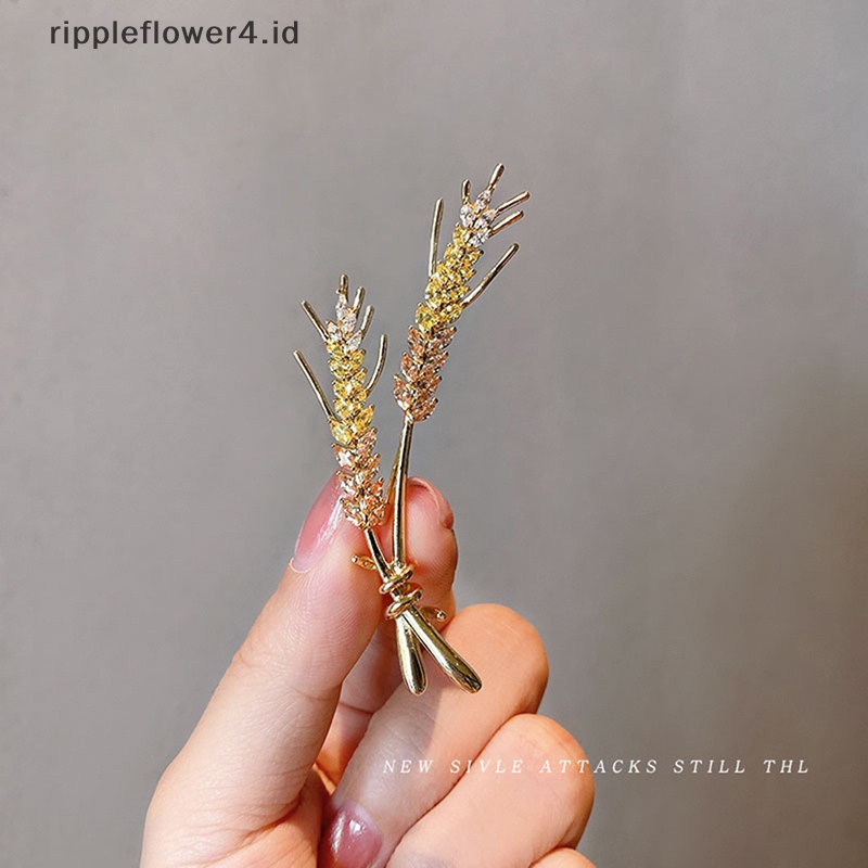 {rippleflower4.id} Bros Pin Kerah Telinga Gandum Baru Setelan Pria Wanita Ins Style Jewelry~