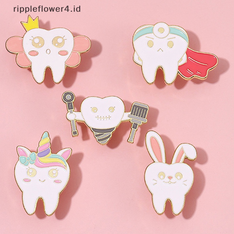 {rippleflower4.id} Kesehatan Mulut Enamel Pin Kerah Lencana Gigi Bros Fashion Perhiasan Accessries Hadiah~