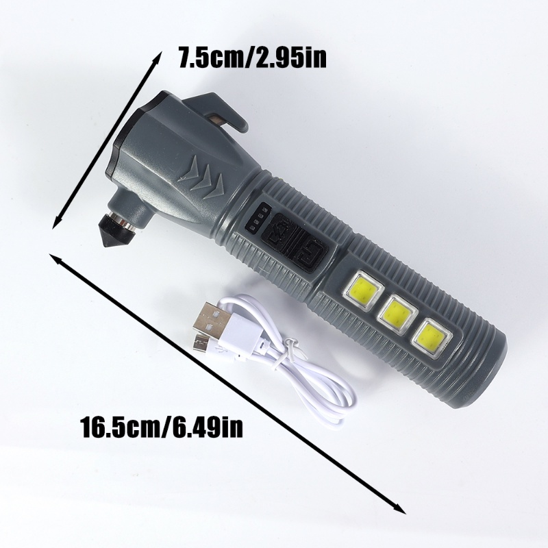 4warna Senter Palu Jendela Rusak Tahan Air/ Flash LED Multifungsi Keselamatan Genggam Rechargeable Light Outdoor Perlengkapan Darurat