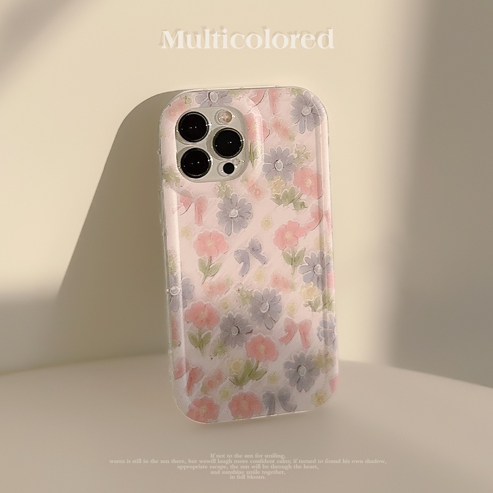 IPHONE Ins Pink Cat Air Bunga Silikon Case Untuk Iphone14 11 12 13 PRO MAX Casing Cover Pelindung AT0308