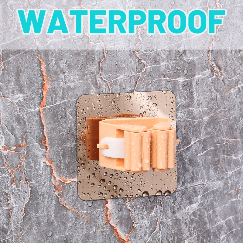 Portable Wall Mounted Detachable ABS Mop Holder/ Klip Penyimpanan Sapu Tanpa Perekat Diri Meninju/ Rumah Sikat Payung Serbaguna Organize Rack