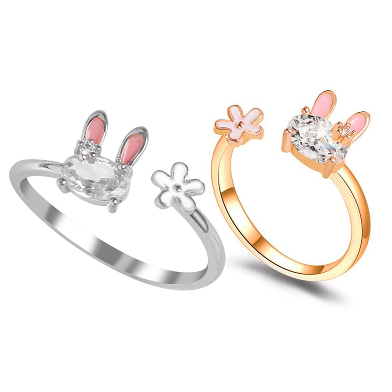 Hot Jual Fashion Perhiasan Cincin Wanita Kelinci Lucu Hewan Rings Pembukaan Adjustable Logam Cincin Baru Pink Perhiasan Hadiah