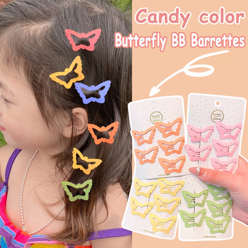 Y2k Musim Panas Anak Lucu Bentuk Kupu-Kupu Jepit Rambut/ Candy Color Korean INS Style Hair Clip/ Klip BB Kecil Bayi Perempuan