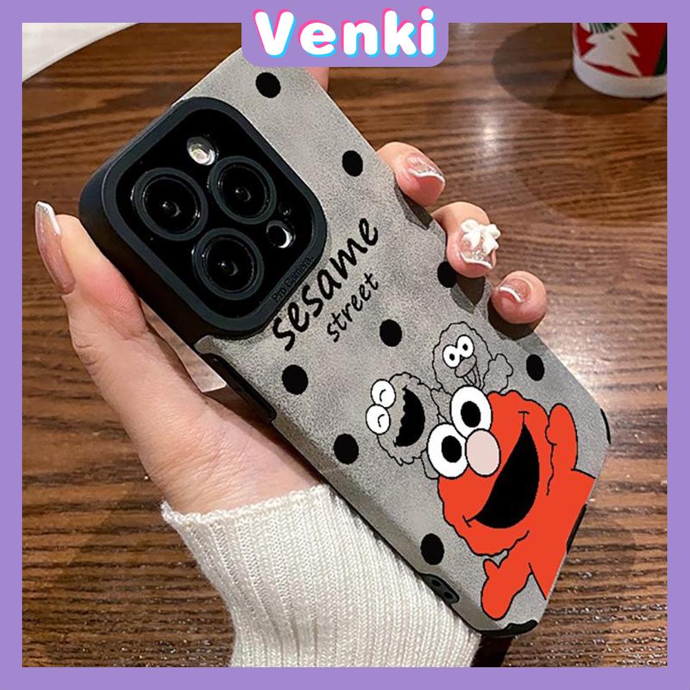 VENKI - Untuk iPhone 11 Case Kulit Kulit Pupil Mata Suede Phone Case Soft Shockproof Airbag Case Perlindungan Kamera Karakter Kartun Lucu Kompatibel dengan iPhone 14 13 Pro max 12