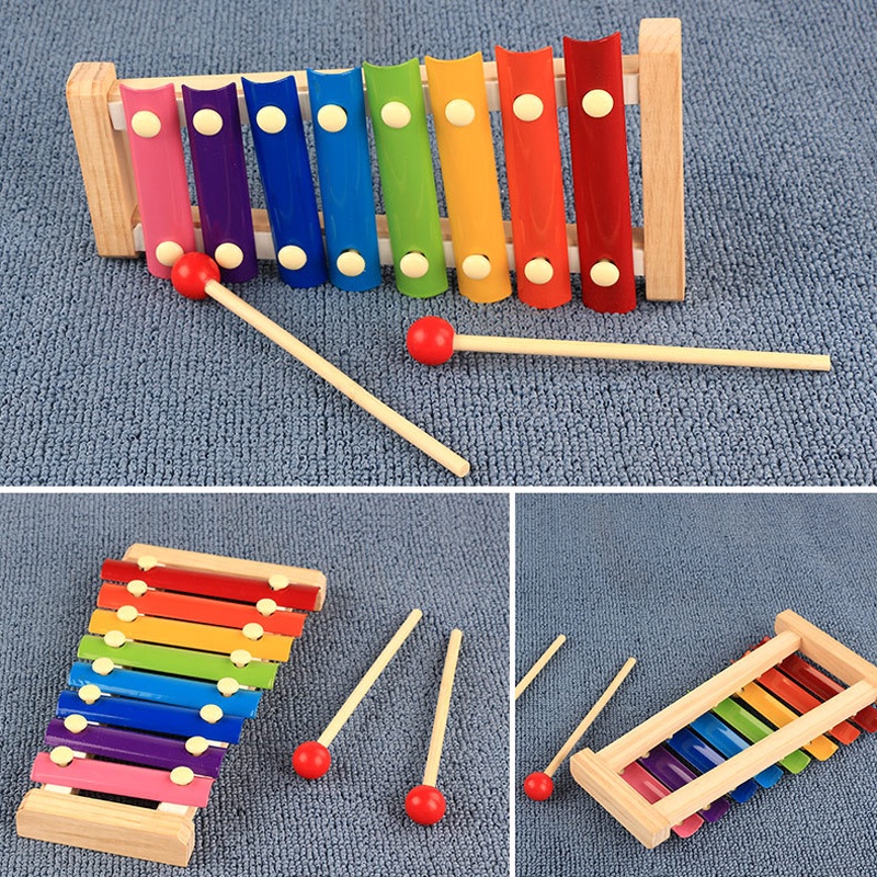 Anak-anak Belajar Musik Kayu8Catatan Xylophone Bayi Anak Montessori Sensory Toys