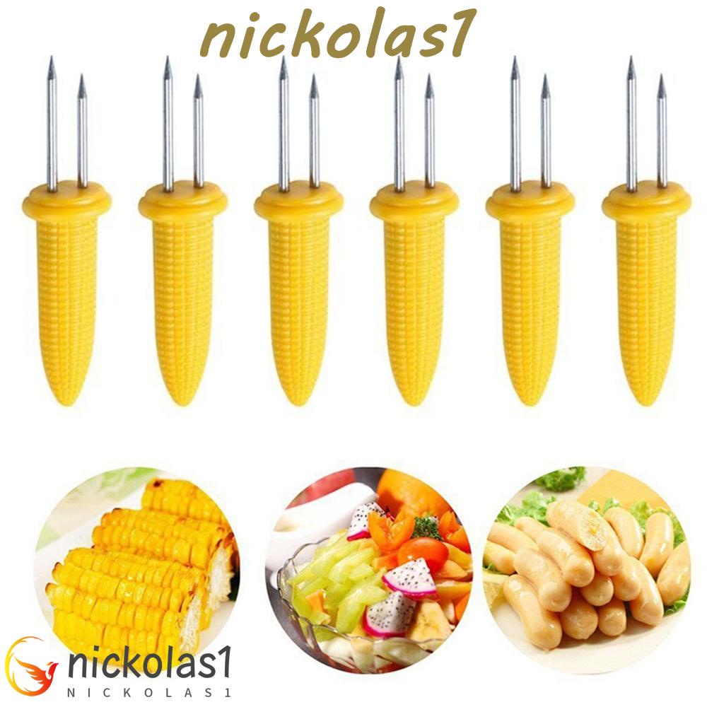 Nickolas1 Tempat Jagung Masak Jagung Manis Plastik Home Dessert Garpu Buah Perlengkapan BBQ Memanggang Garpu