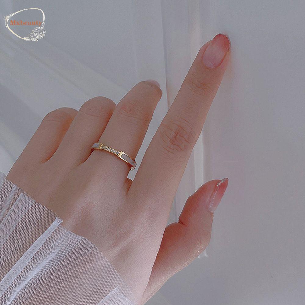 Mxbeauty Wanita Shell Cincin Pesta Temperamen Elegan Baja Titanium Zirkon Buku Jari Rings