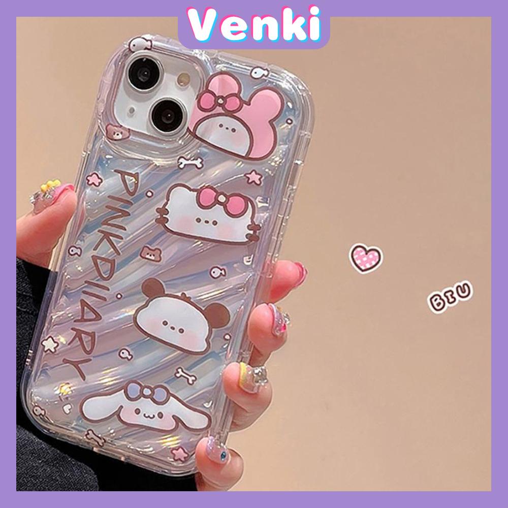 VENKI - Untuk iPhone 11 iPhone Case Laser Reflektif Bening Ponsel Case TPU Lembut Shockproof Airbag Case Lucu Kartun Kucing Kompatibel dengan iPhone 14 13 Pro max 12 Pro Max XR XR 7 8Plus