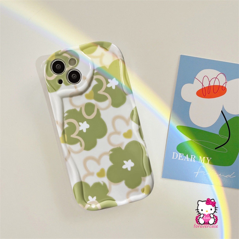 IPHONE Casing Bunga Daisy Glossy 3D Wavy Curved Edge Kompatibel Untuk Iphone7 6 8 6s Plus XR X XS Max 7Plus 11 14 12 13 Pro Max SE 2020bunga Segar Lembut Tpu Cover