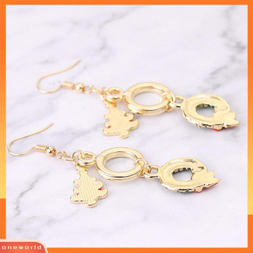 [WOD] 1pasang Anting Kait Natal Aplikasi Lebar Gaya Lucu Christmas Menjuntai Hook Earring Untuk Perempuan