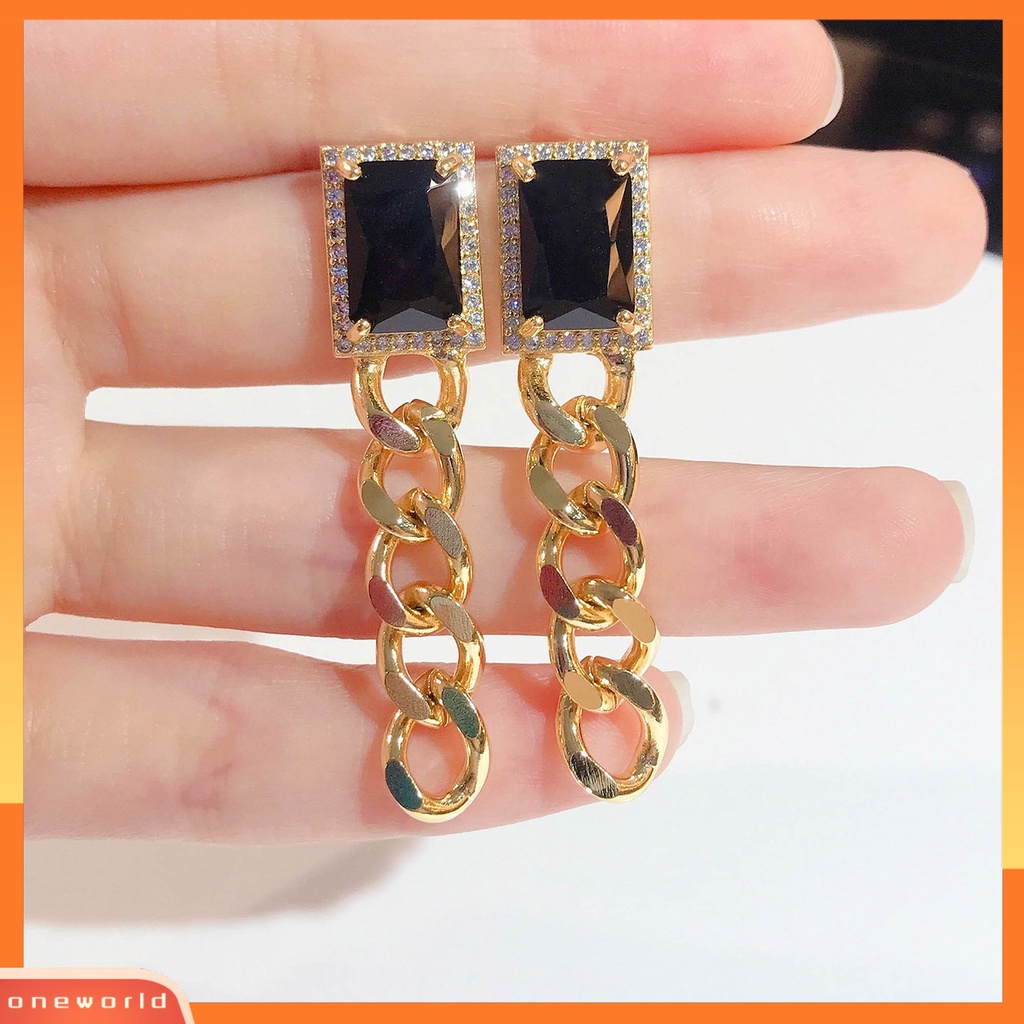 [WOD] Liontin Kalung Vintage Shiny Frame Rantai Style Trendy Perhiasan Drop Earrings Necklace Untuk Pacaran