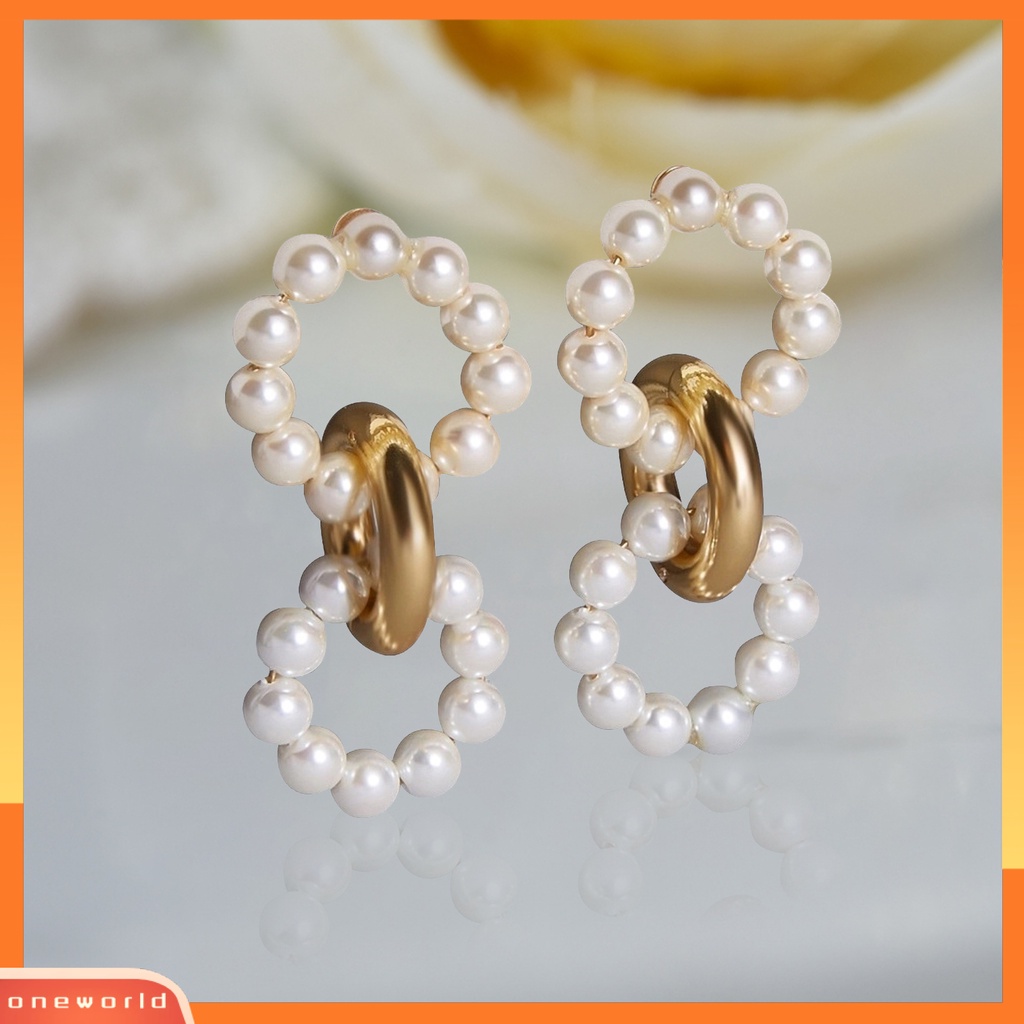 [WOD] Bohemian Bulat Mutiara Imitasi Telinga Besar Pejantan Anting Fashion Perhiasan Aksesori