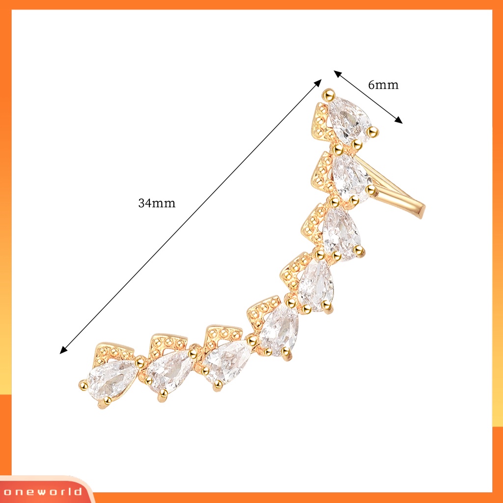 [WOD] Wanita Fashion Cubic Zirconia Lengkung C Bentuk Telinga Stud Earrings Perhiasan Aksesori