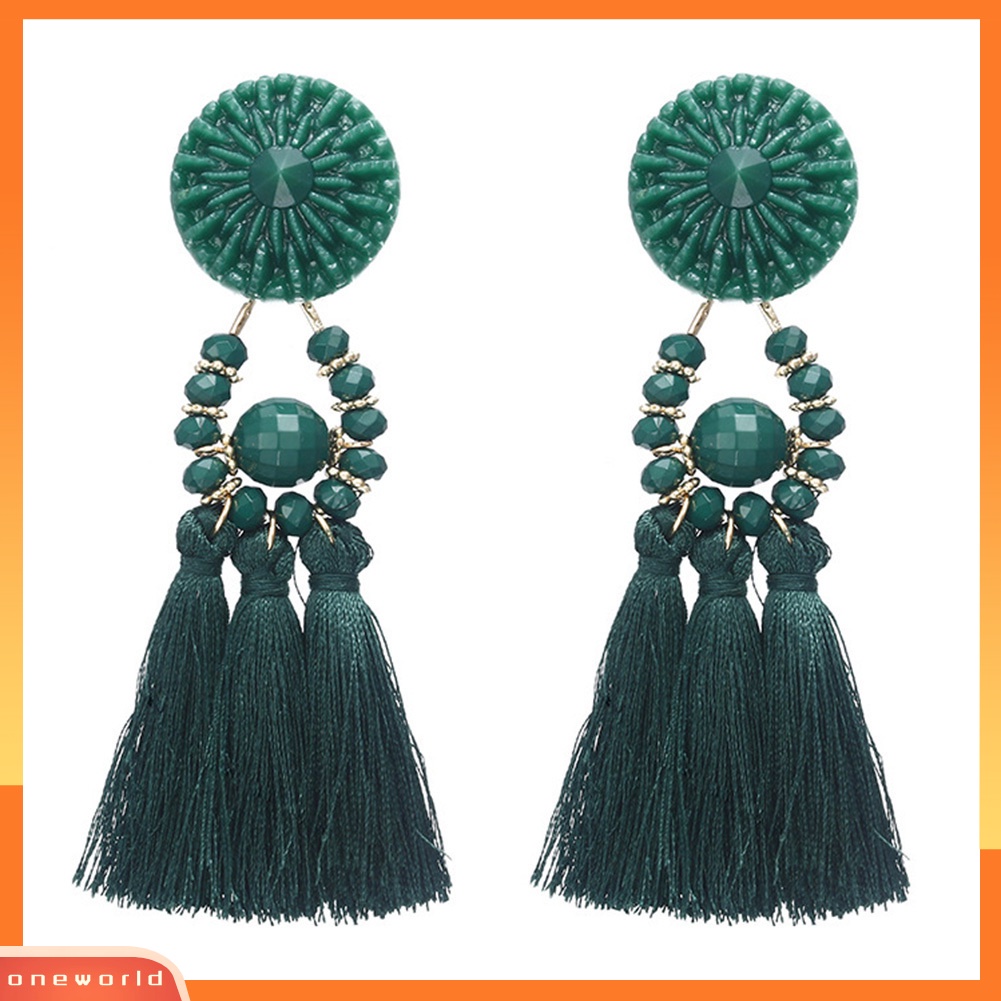 [WOD] Vintage Etnik Manik-Manik Rumbai Panjang Menjuntai Statement Earrings Wanita Perhiasan Hadiah