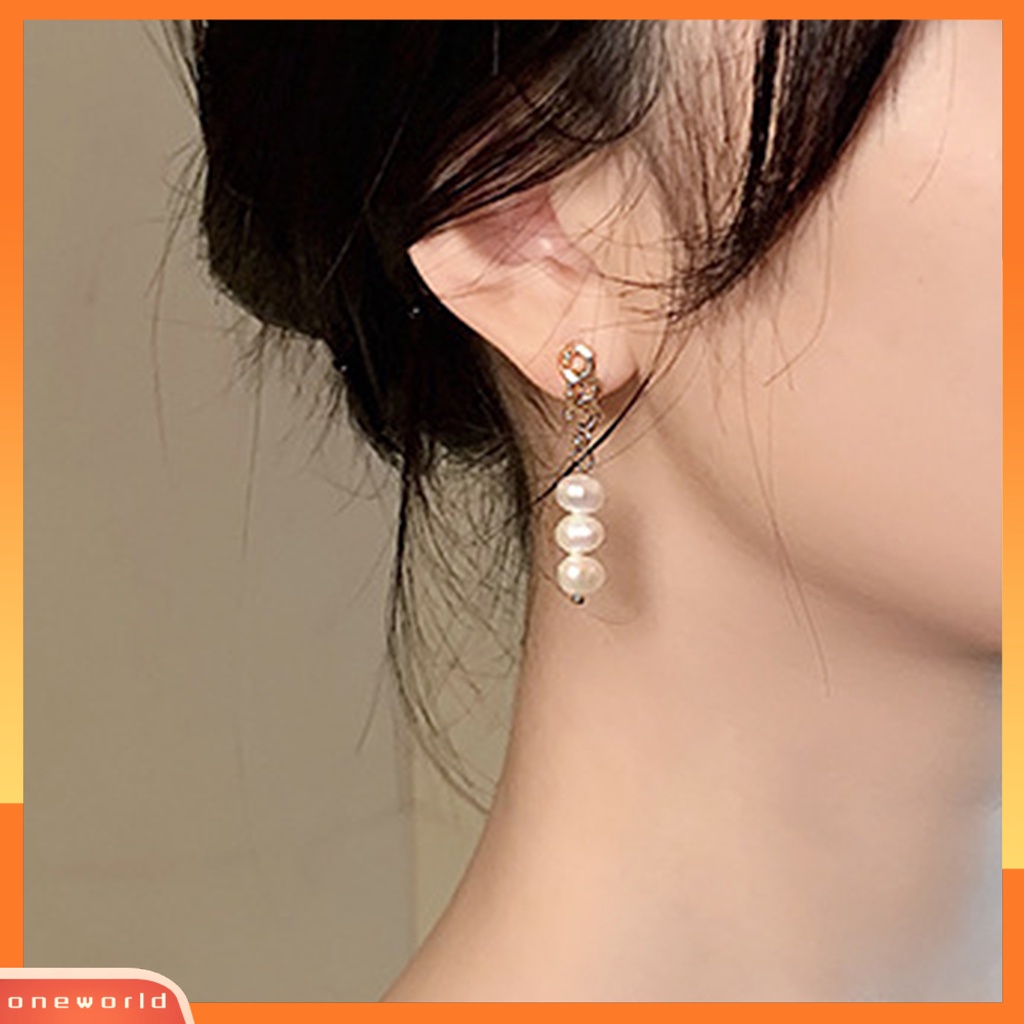 [WOD] Wanita Ear Studs Menjuntai Mutiara Imitasi Liontin Stud Earrings Perhiasan Tindik Untuk Pesta