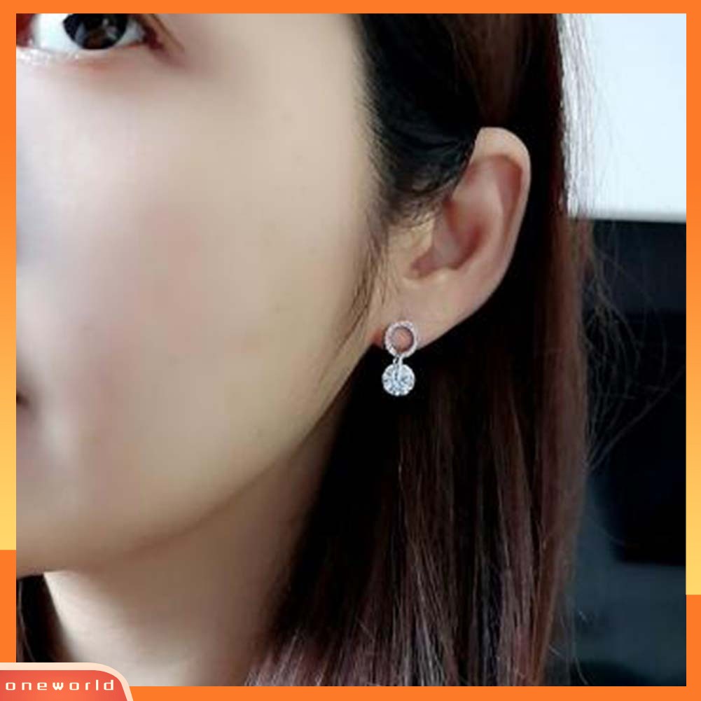 [WOD] Fashion Wanita Berongga Lingkaran Berlian Imitasi Hias Pesona Stud Anting Perhiasan Hadiah