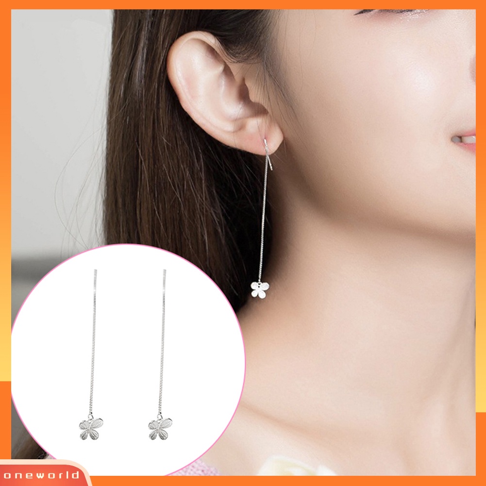 [WOD] Fashion Elegan Kupu-Kupu Panjang Drop Rumbai Berbentuk Garis Anting Wanita Perhiasan