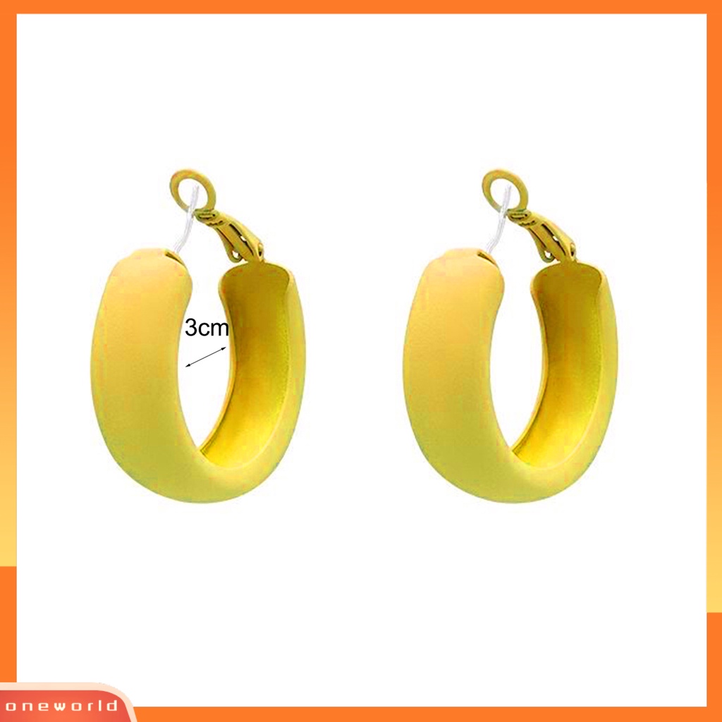 [WOD] Anting Hoop Desain Geometri Minimalis Anting C-shaped Macaron Color Summer Multiwarna Untuk Pacaran