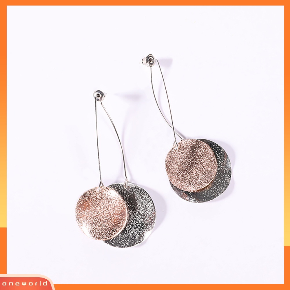 [WOD] Fashion Panjang Bulat Liontin Menjuntai Ear Stud Earrings Wanita Gadis Perhiasan Hadiah