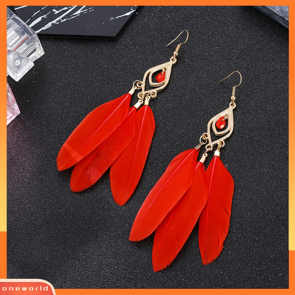 [WOD] Wanita Drop Anting Bulu Sintetis Bohemia Kreatif Jumbai Menjuntai Anting Menjuntai Anting Prom Perhiasan