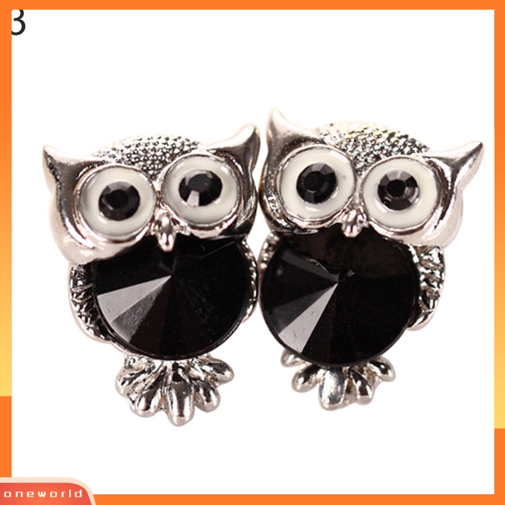 [WOD] Fashion Wanita Owl Cubic Zirconia Alloy Ear Stud Earrings Perhiasan Charms Hadiah