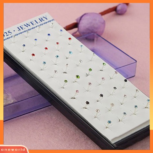 [WOD] 20pasang Fashion Sederhana Wanita Warna Campur 2mm Berlian Imitasi Ear Studs Earrings