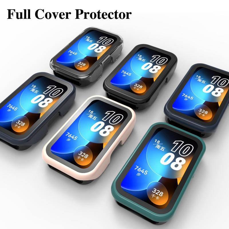 Tempered Glass+PC Bumper Pelindung Case Untuk Huawei Band8 Smartband Full Cover Pelindung Layar Nyala Untuk Huawei Band8