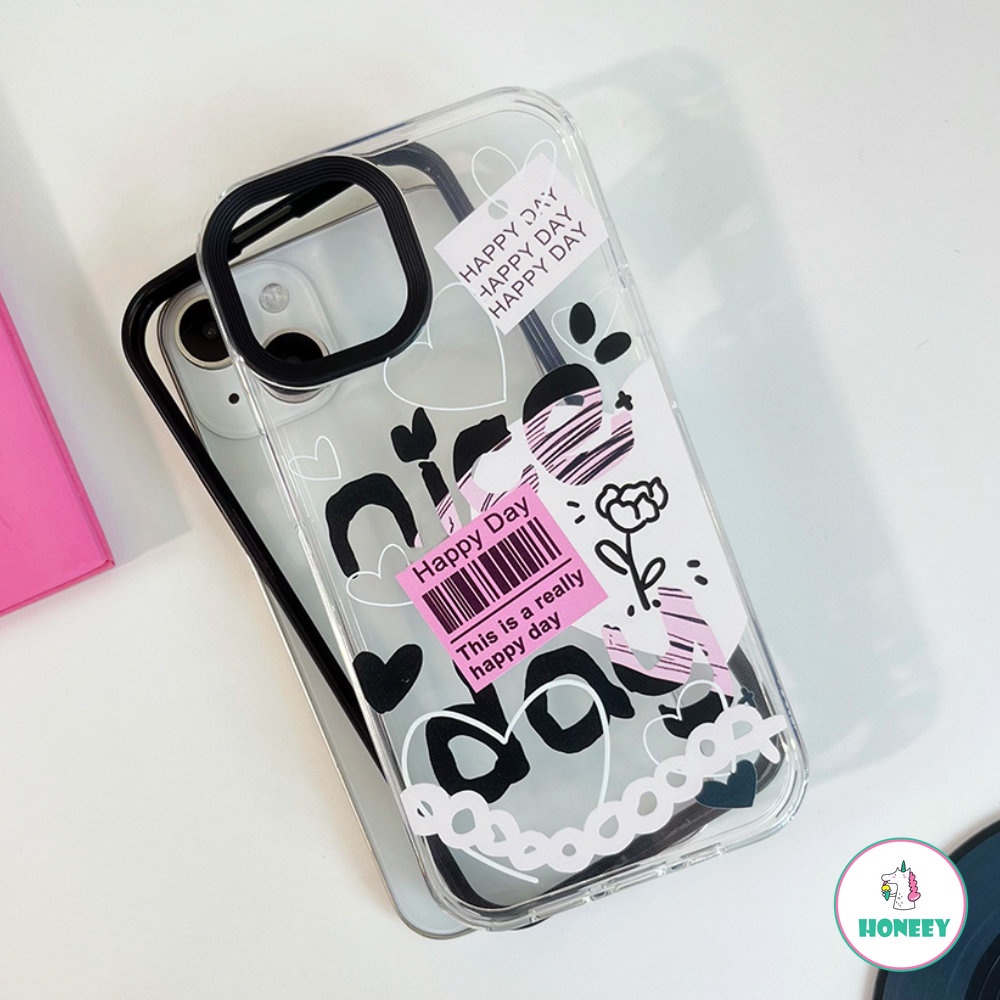 Untuk iPhone 14Pro Max Fashion Inggris Label Bening Casing Apple 14Pro 13 12 11 Pro Max XR XS 7 8plus 2-in-1 Shockproof Back Cover