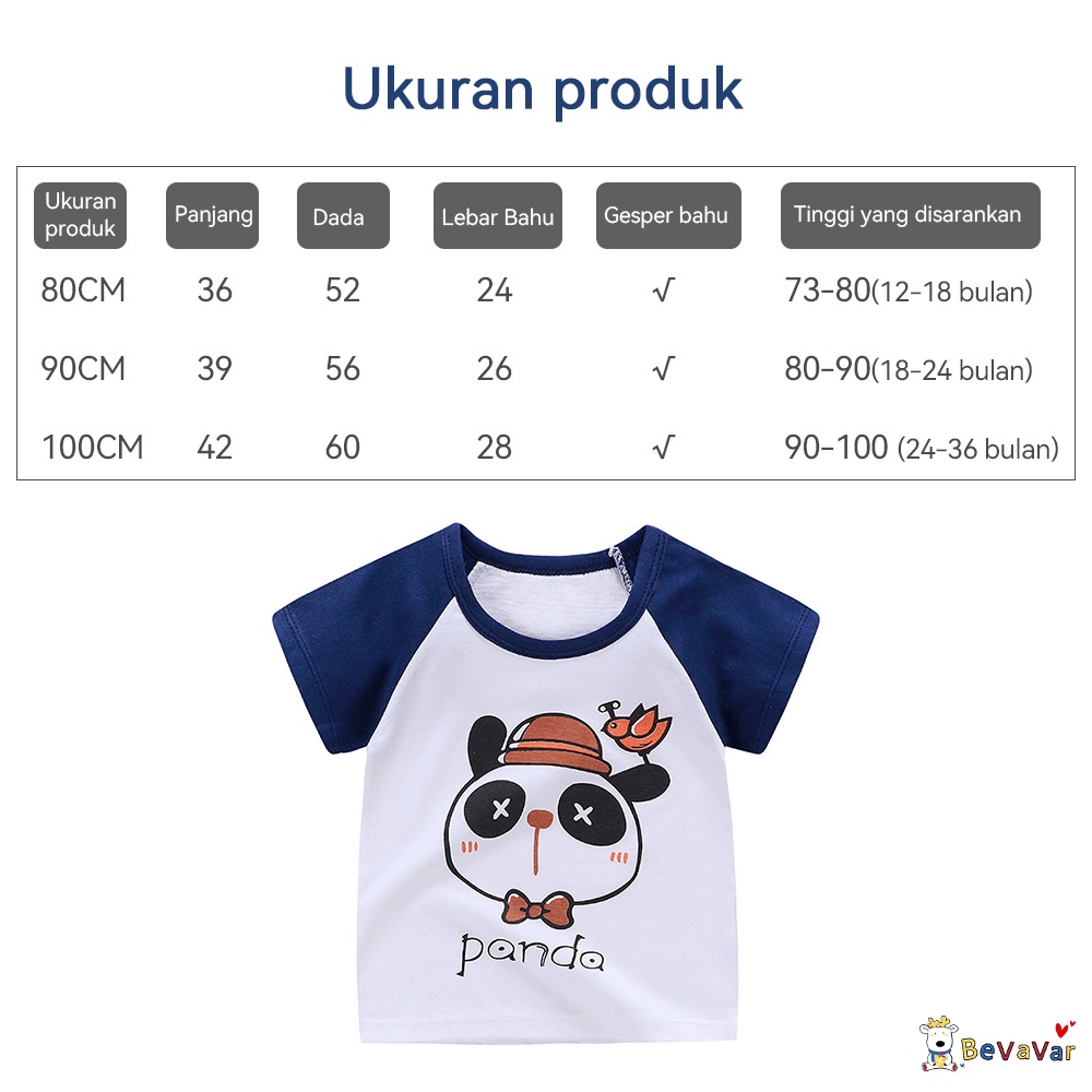 BEVAVAR 1~3 thn baju kaos bayi/Atasan anak-anak import/Piyama Lembut laki laki perempuan