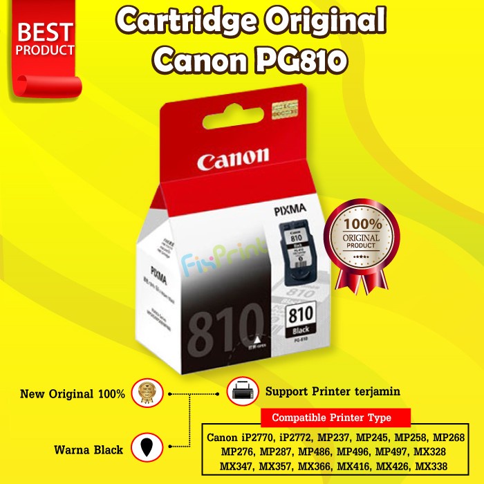 Cartridge Canon 810 PG810 Tinta Printer iP2770 Mp287 Ori OriginalTinta Print Printer ip2770 810 811 Original Ori Resmi Datascrip