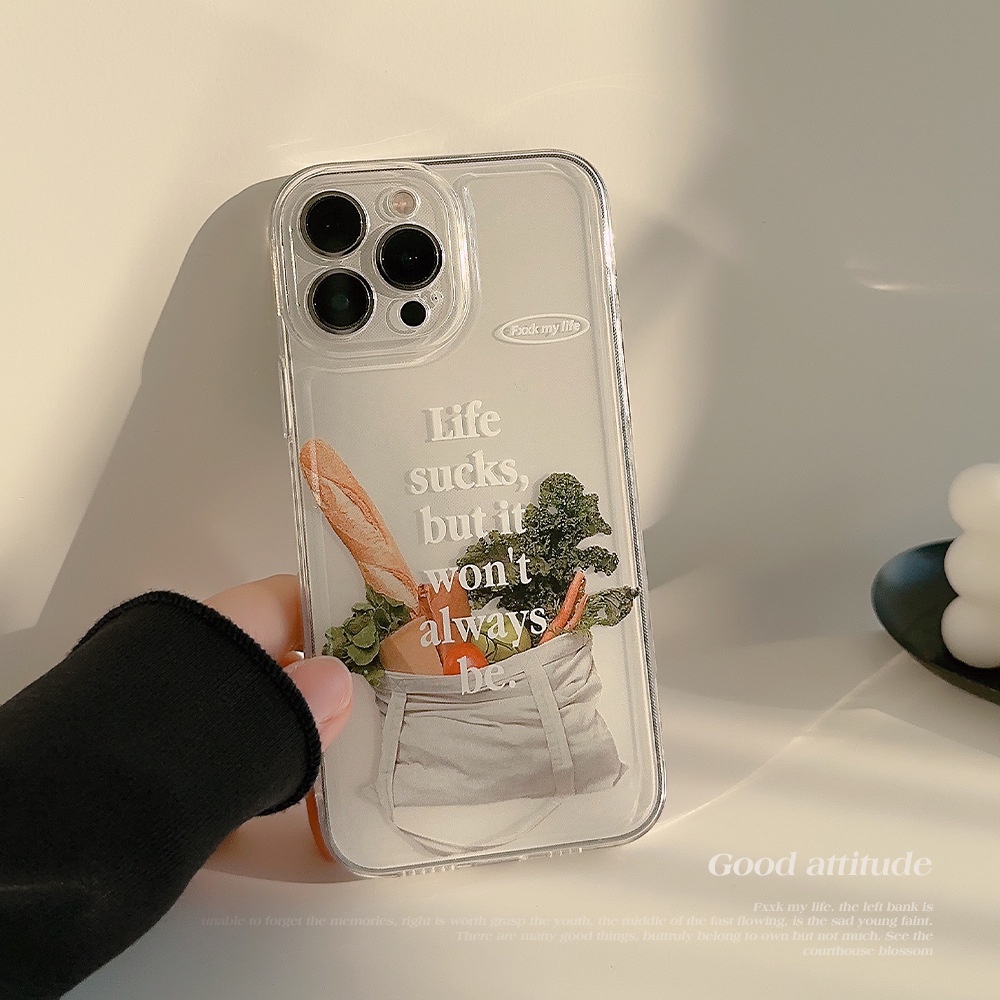 IPHONE Ins Gaya Piknik Makanan Dicetak Transparan Lembut TPU Perlindungan Penuh Casing Ponsel Cover Untuk Iphone7 8 PLUS X XR XS 11 12 13 14 MINI PRO MAX Se2020