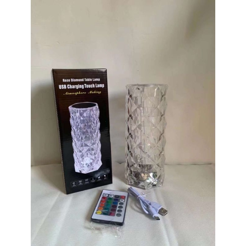 LAMPU MEJA CRYSTAL DIAMOND ROSE LIGHT TABLE LAMP 16 WARNA RGB