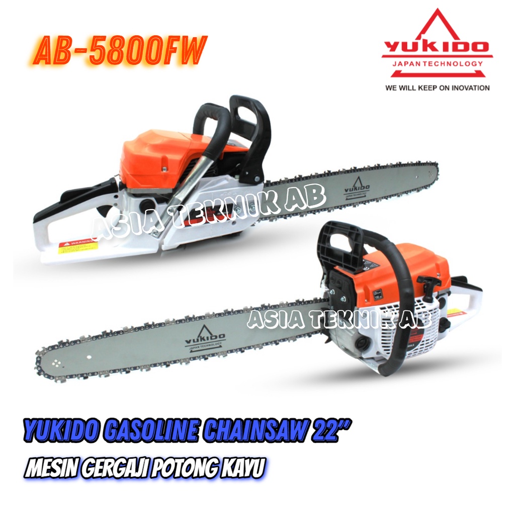 NEWW YUKIDO  Chainsaw Senso 22 inch Mesin Chain Saw 2 TAK MESIN  Gergaji Kayu  , Potong Kayu Tebang Pohon Besar