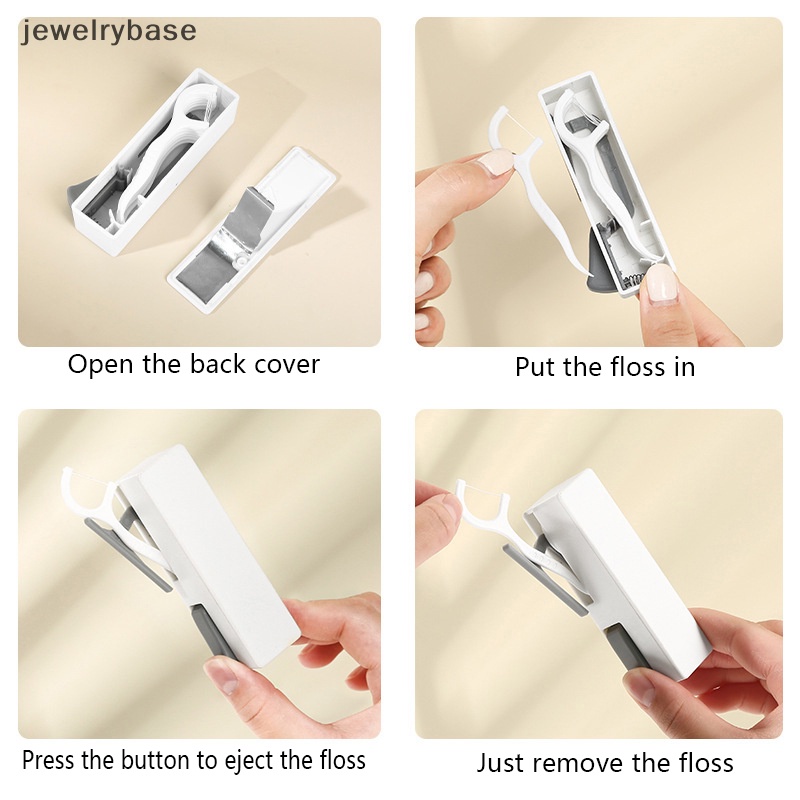 [jewelrybase] Kotak Penyimpanan Flosser Gigi Portable Otomatis Plastik Floss Pick Dispenser Butik