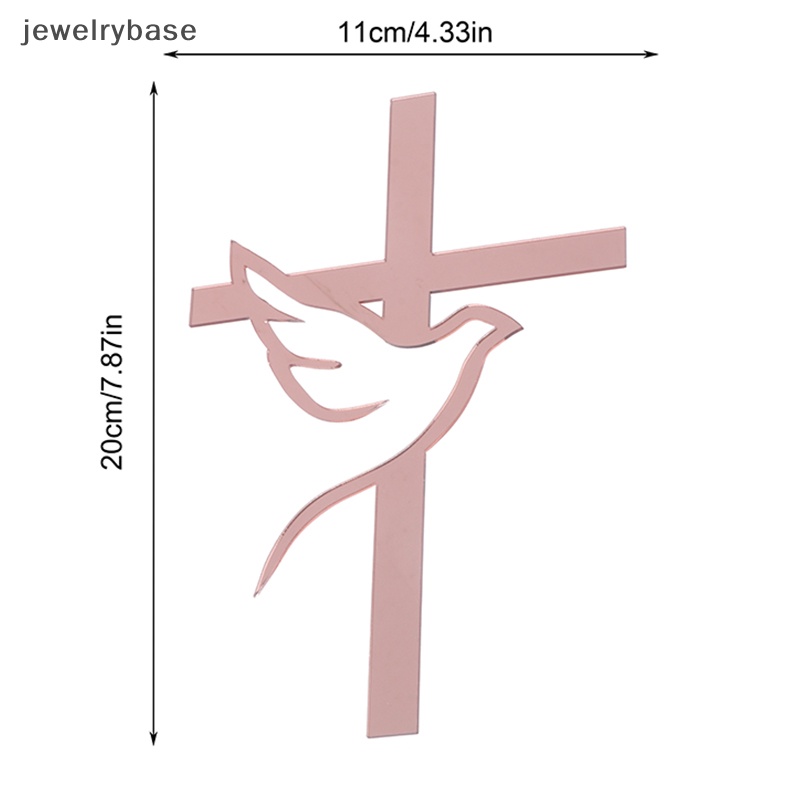 [jewelrybase] 1pc Dove Cross Gold Topper Perjamuan Pertama Minimalis Akrilik Dekorasi Kue Butik