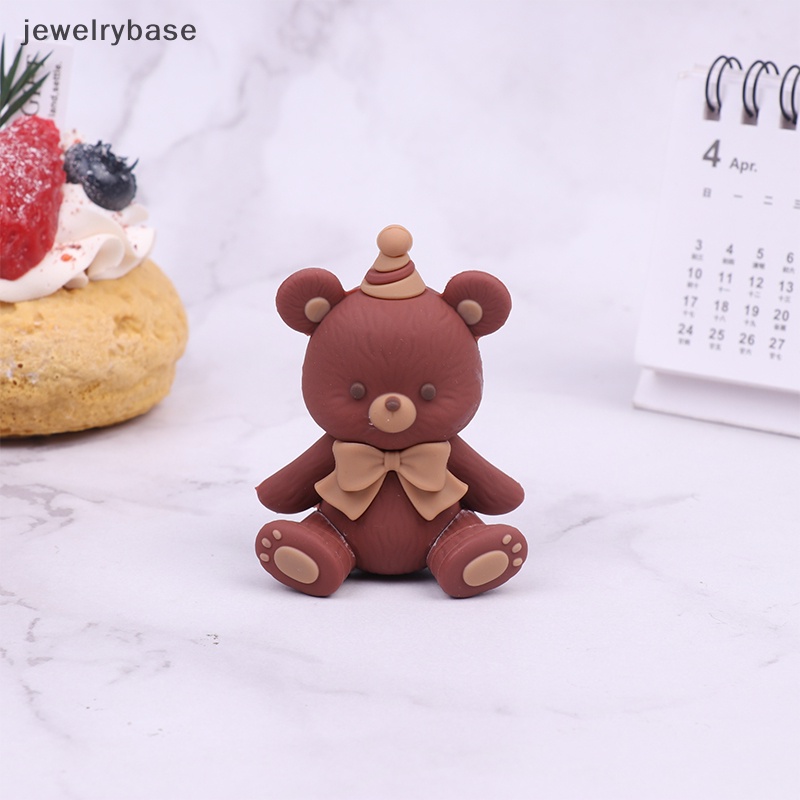 [jewelrybase] 1pc Dekorasi Kue Ulang Tahun Busur Beruang Karet Lembut Topper Kue Insert Ornamen Butik