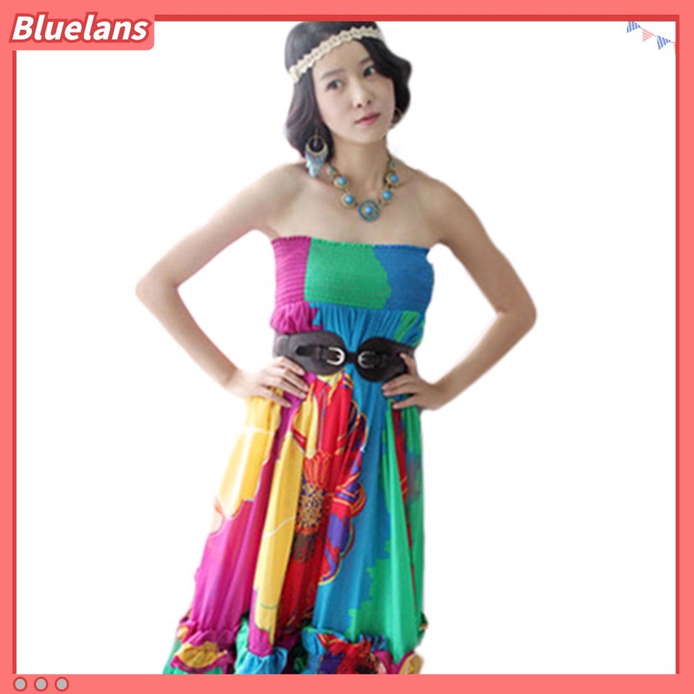 [BLS] Kalung Liontin Hias Batu Pirus Biru Bulat Bohemian Vintage Wanita