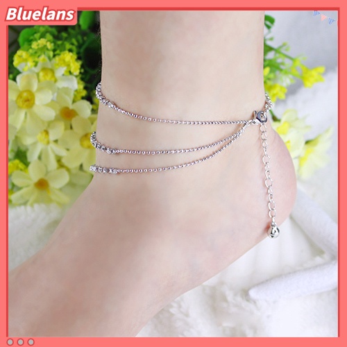 [BLS] Wanita Musim Panas Pantai 3baris Berlian Imitasi Gelang Kaki Rantai Ankle Bracelet Foot Jewelry