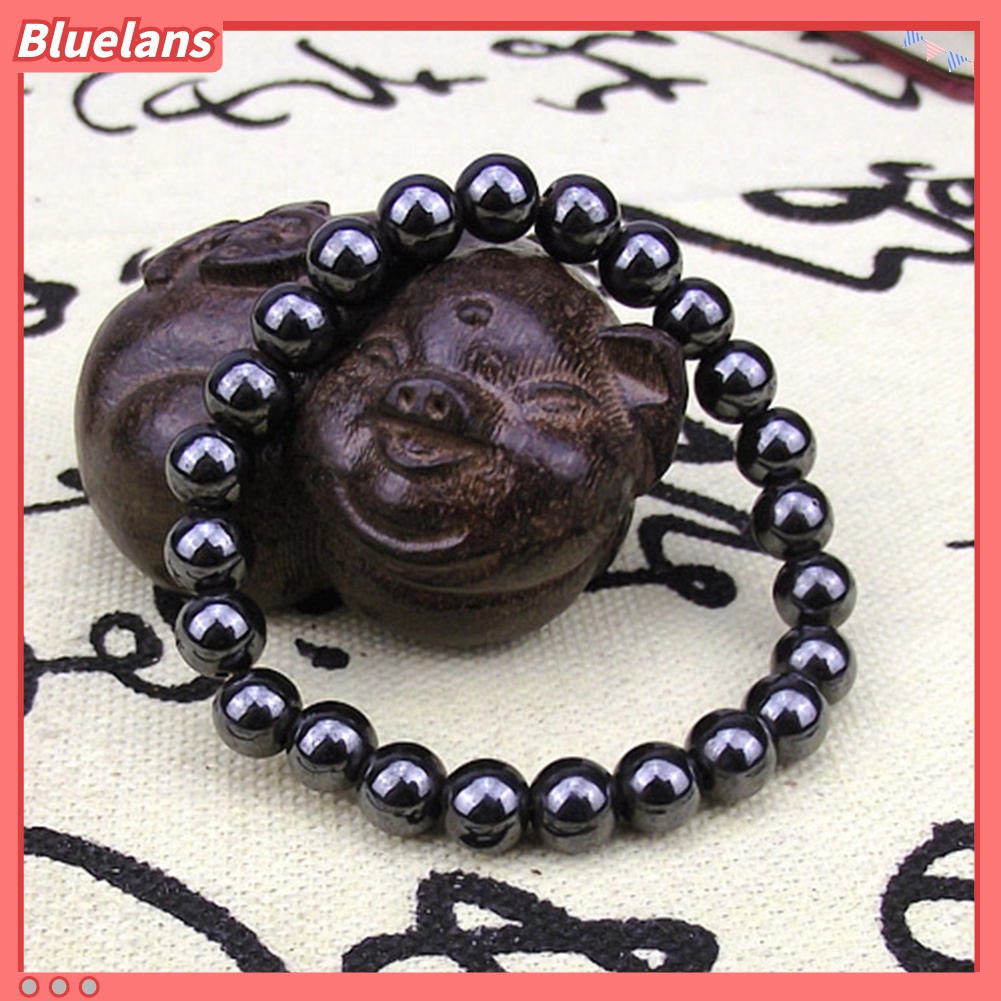 [BLS] Gelang Batu ic Bulat Hitam Fashion Unisex Perawatan Kesehatan Bangle Jewelry