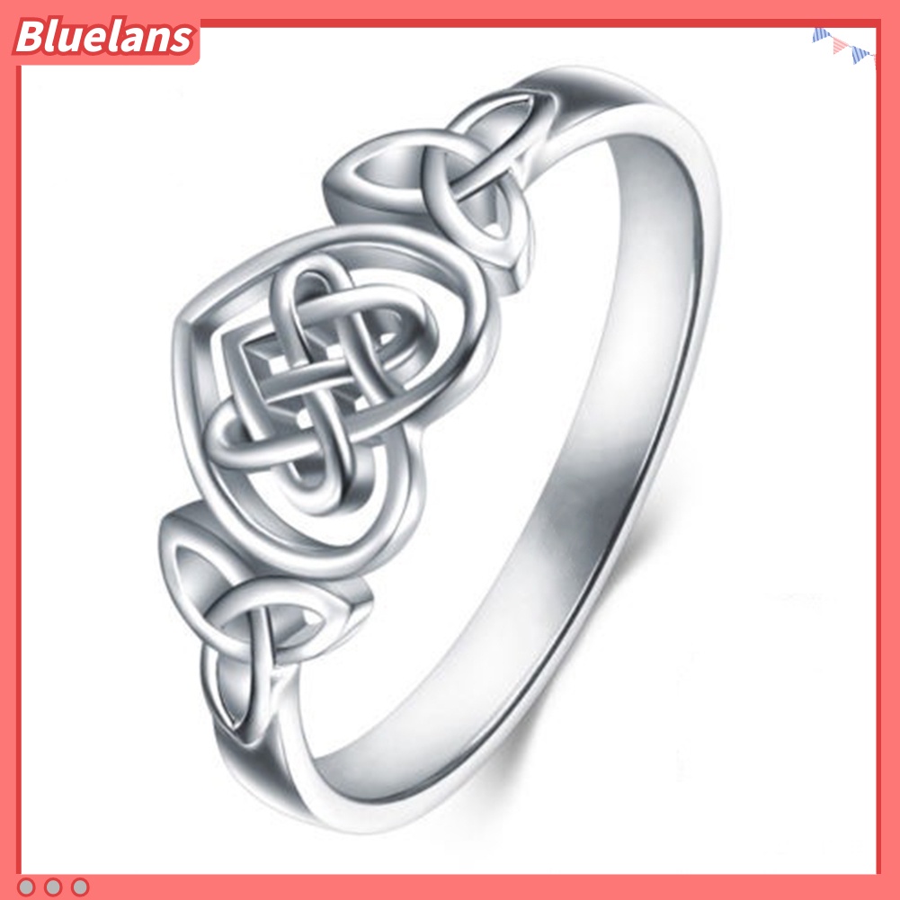 [BLS] Sederhana Wanita Ukir Berongga Cinta Hati Celtic Simpul Jari Cincin Pesta Perhiasan Hadiah