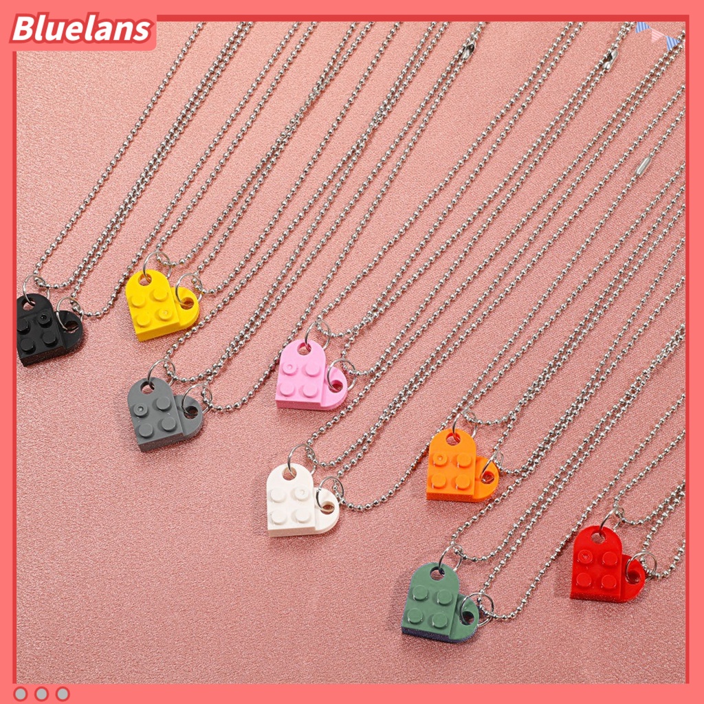 [BLS] 2pcs Kalung Pria Wanita Senada Dapat Dilepas Jigsaw Menarik Bentuk Hati Liontin Chokers Necklaces Untuk Pasangan