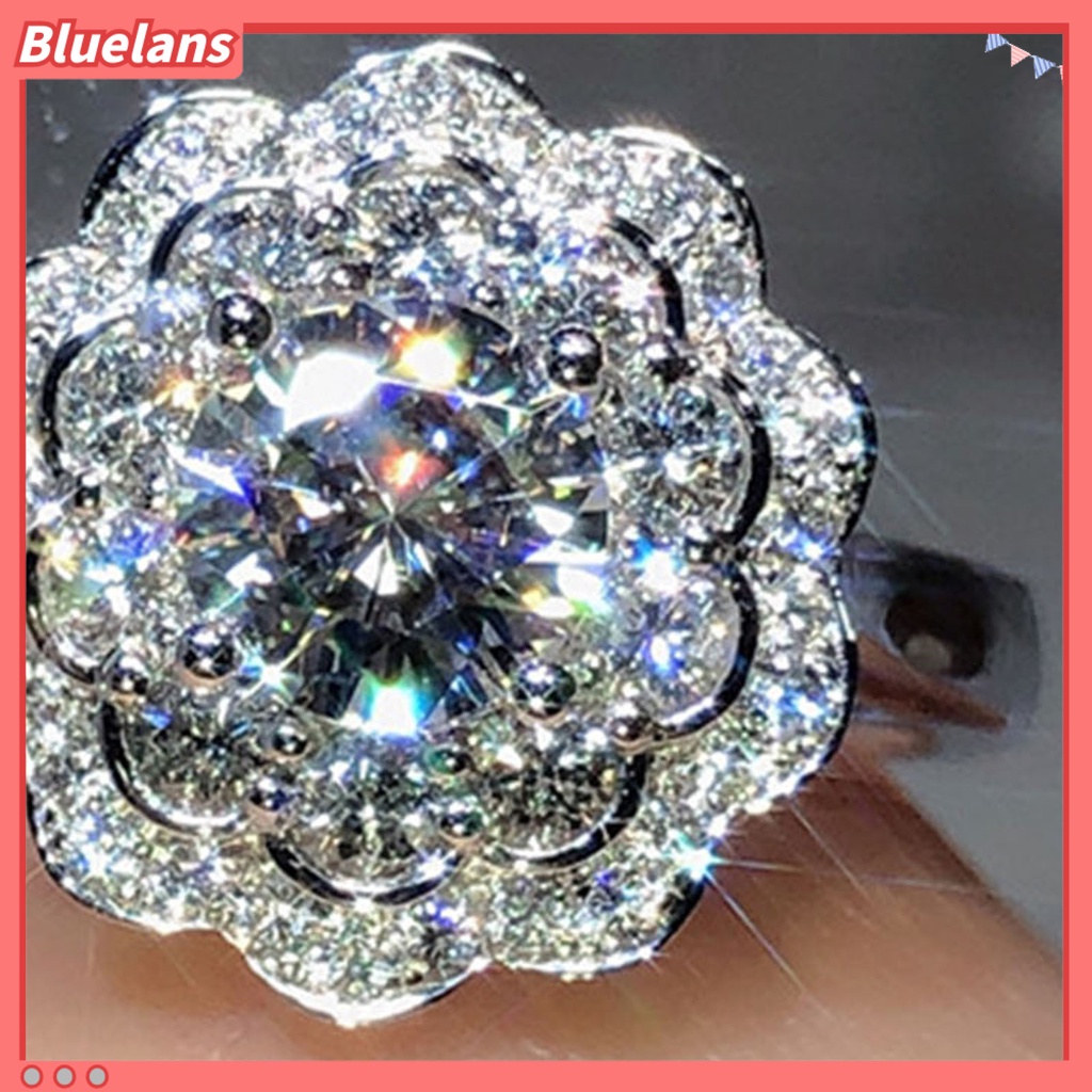 [BLS] Cincin Wanita Bersinar Hias Manis Cubic Zirconia Finger Ring Untuk Pesta