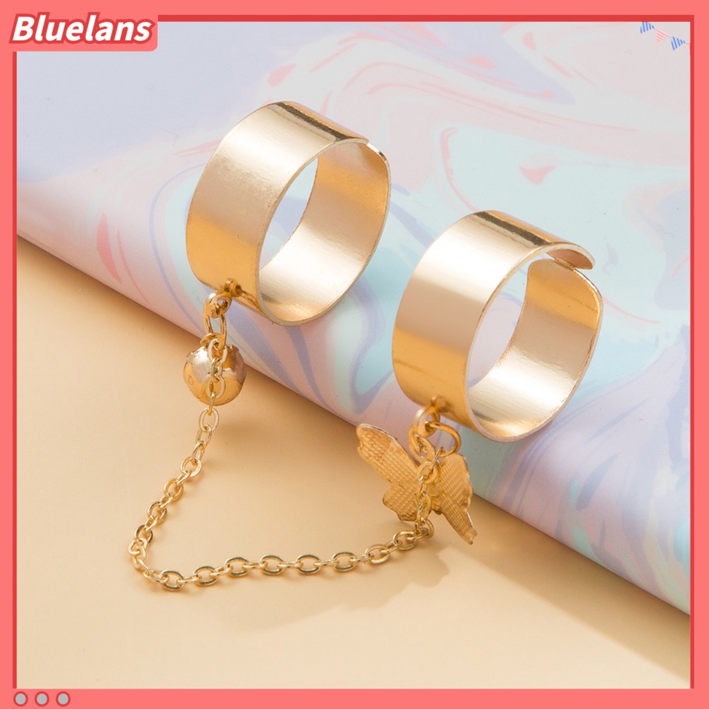 [BLS] 1set Cincin Jari Terintegrasi Artistik Paduan Desain Rantai Cincin Set Perhiasan Aksesoris