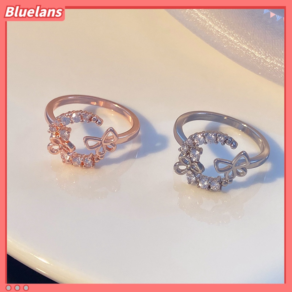 [BLS] Knuckle Ring Cubic Zirconia Geometris Electroplating Adjustable Personality Dekoratif Hypoallergenic Mewah Kupu-Kupu Terbuka Cincin Perhiasan Aksesori