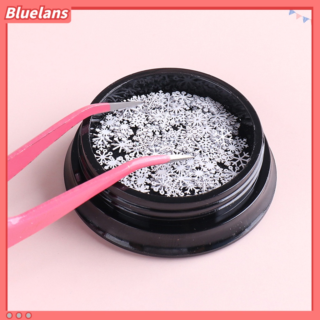 [BLM] 100pcs/ Botol Snowflake Dekorasi Kuku Tempel Kuat Panjang Memakai Manicure 3D Snowflake Nail Art Slice Untuk Makeup