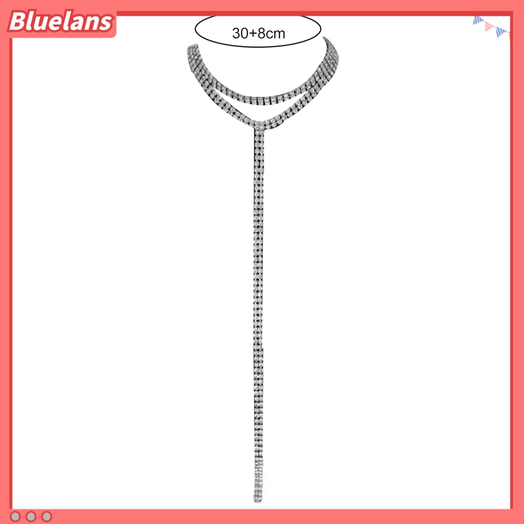 [BLS] Wanita Kalung Double Layer Panjang Rumbai Berkilau Geometris Adjustable Dekorasi Hadiah Lady Penuh Berlian Imitasi Klavikula Rantai Pesta Perhiasan Untuk Perjamuan