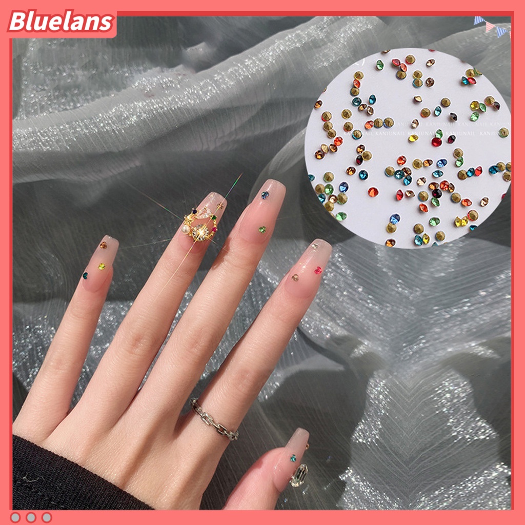 [BLM] 1440pcs /Bag Kaca Berlian Imitasi Indah DIY Ringan Kuku Runcing Bawah Berlian Imitasi Bulat Kecil Untuk Wanita