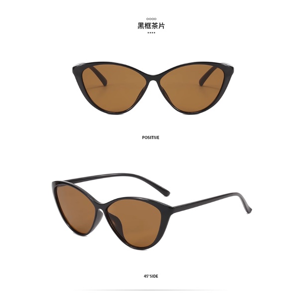 We Flower Korean Trendy Lensa Coklat Besar Mata Kucing Kacamata Hitam Untuk Wanita Pria Chic UV400 Melindungi Kacamata Anti Radiasi Aesthetic Shades Outdoor Liburan Mengemudi Eyewear