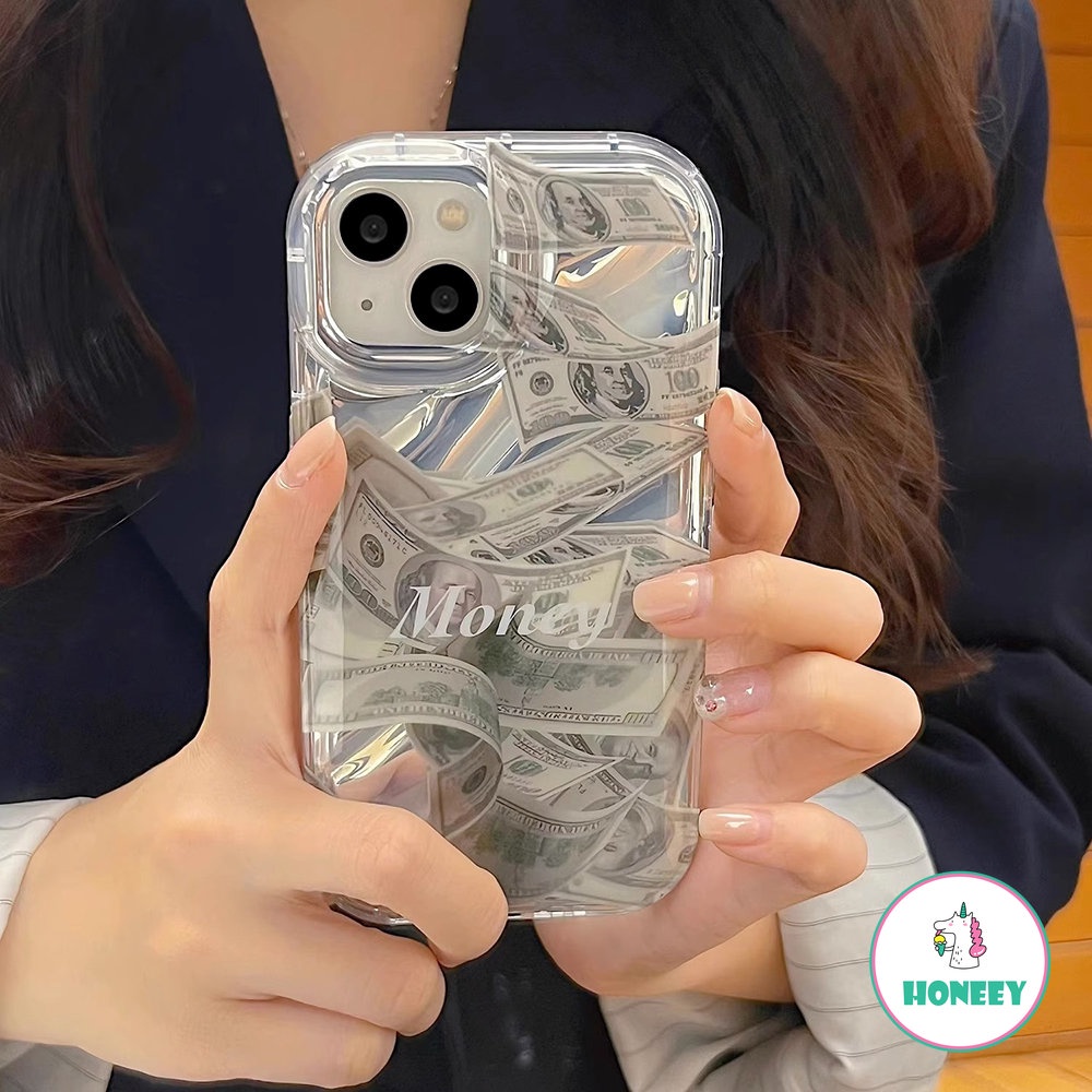 Fashion Money Dollar Phone Case Kompatibel Untuk iPhone 14 Pro Max Case iPhone 11 12 13 Pro Max Bantal Udara Shockproof Lembut Penutup Belakang